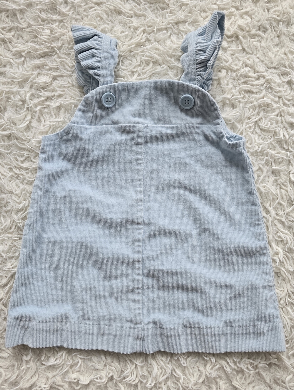 The Beaufort Bonnet Company Light Blue Corduroy Ruffle-Strap Pinafore